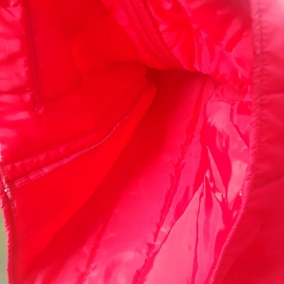 Vintage Blair Womens M Winter Coat Red Nylon Pockets Pointed Collar Zip Retro - Picture 3 of 7